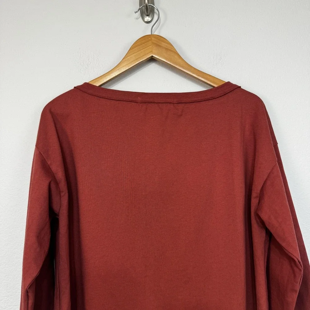 Free People FP Beach Shirt Women's XS‎ Rust Free People Long Sleeve Curve Hem